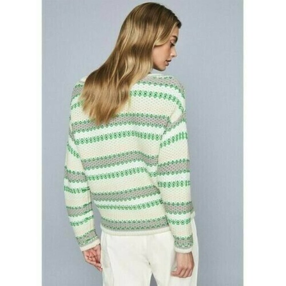 Reiss Anna Pastel Stripe Knit Sweater Pullover In Green & White Sz S - Picture 2 of 12